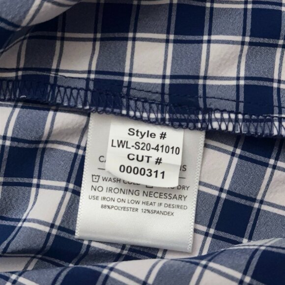 Mizzen+Main Shirt Mens XL Trim Fit Long Sleeve Performance Stretch Plaid Blue - Picture 7 of 7